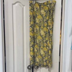 Free People Yellow and Gray Floral Midi Skirt